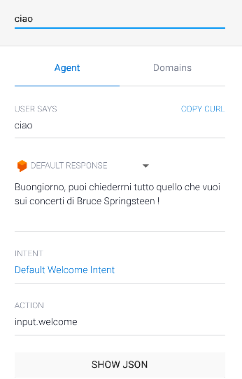 Dialogflow: Dialogo -> default