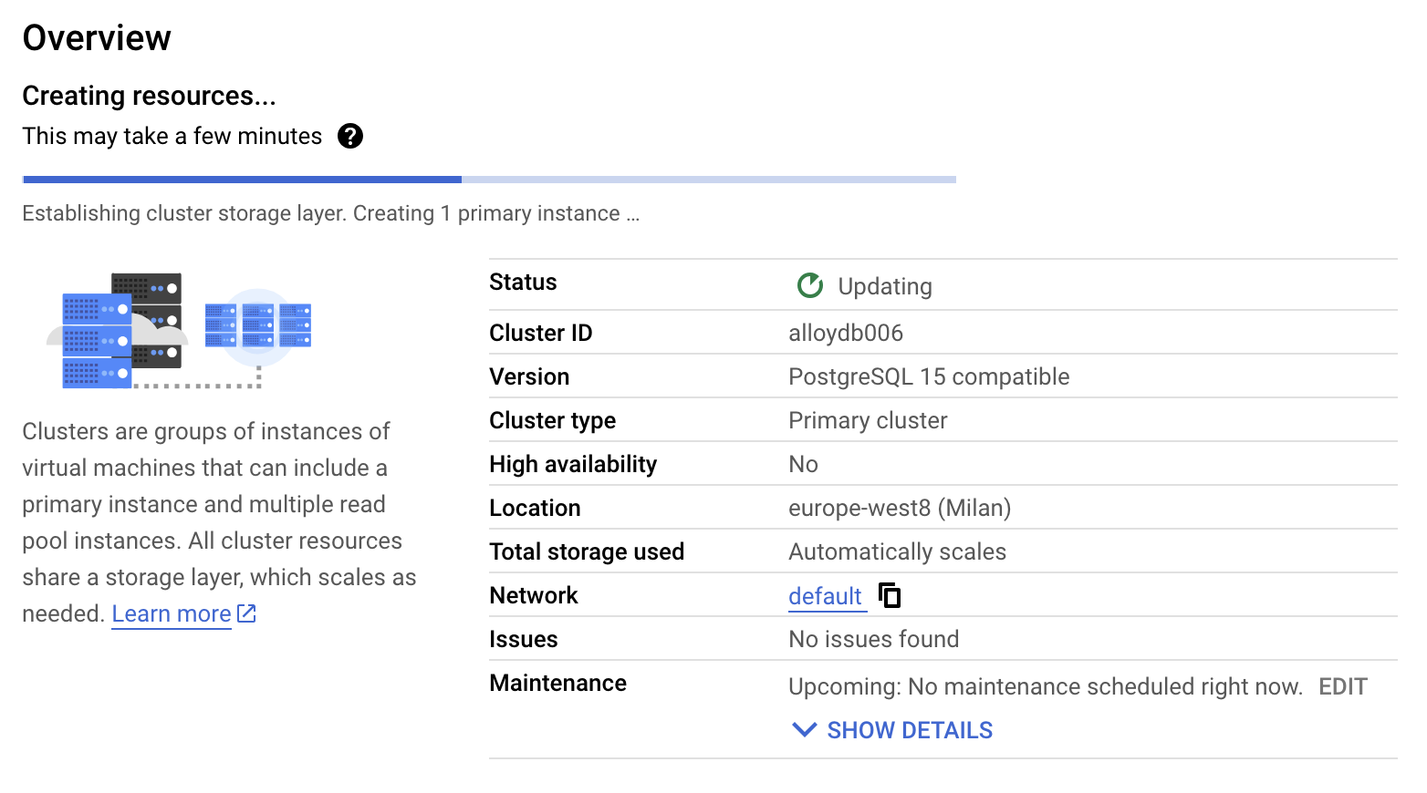 AlloyDB Create Cluster