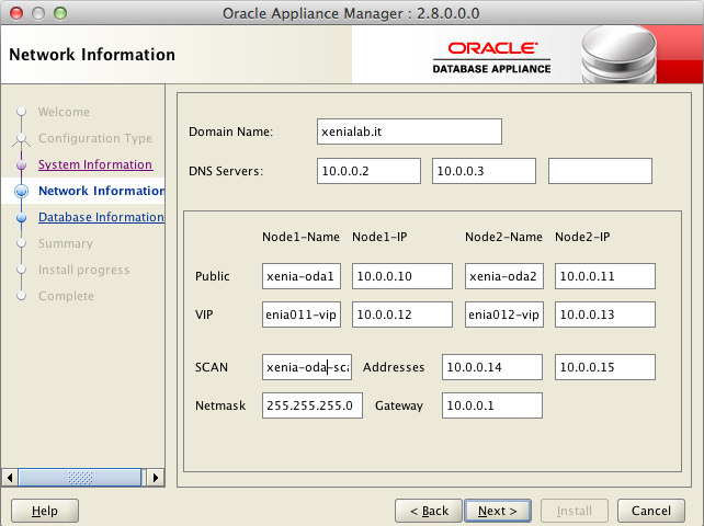 ODA-OAM Configurazione networking
