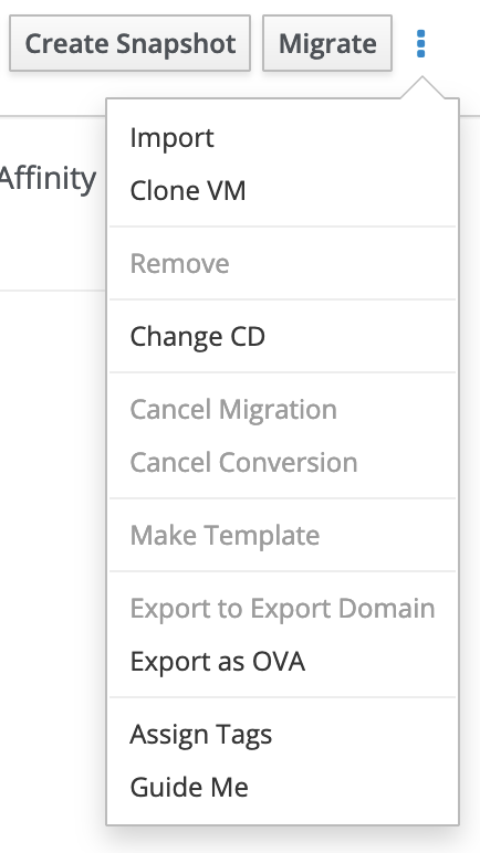 OLVM - Menu VM