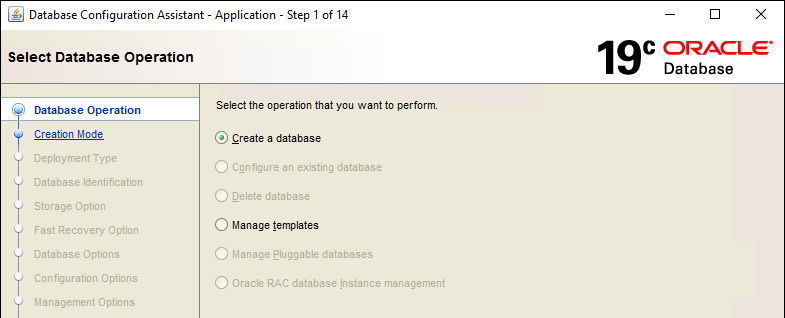 Installazione Oracle 19c - DBCA