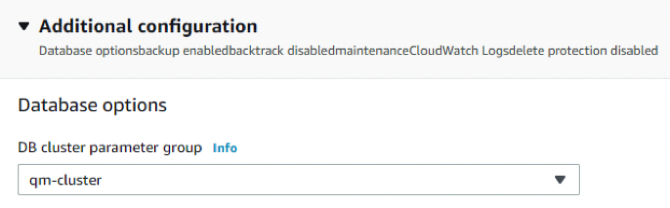 Aurora PostgreSQL QPM - add Cluster Parameter Group 