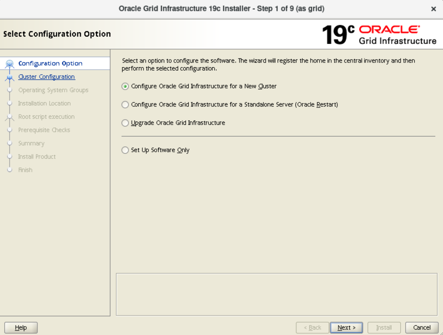 Installazione Oracle RAC 19c - Configurazione Grid: scelta configurazione