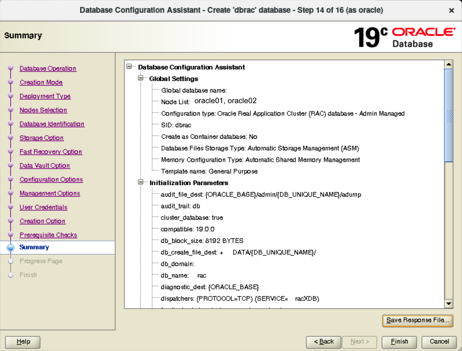 Installazione Oracle RAC 19c - Creazione RAC: sommario