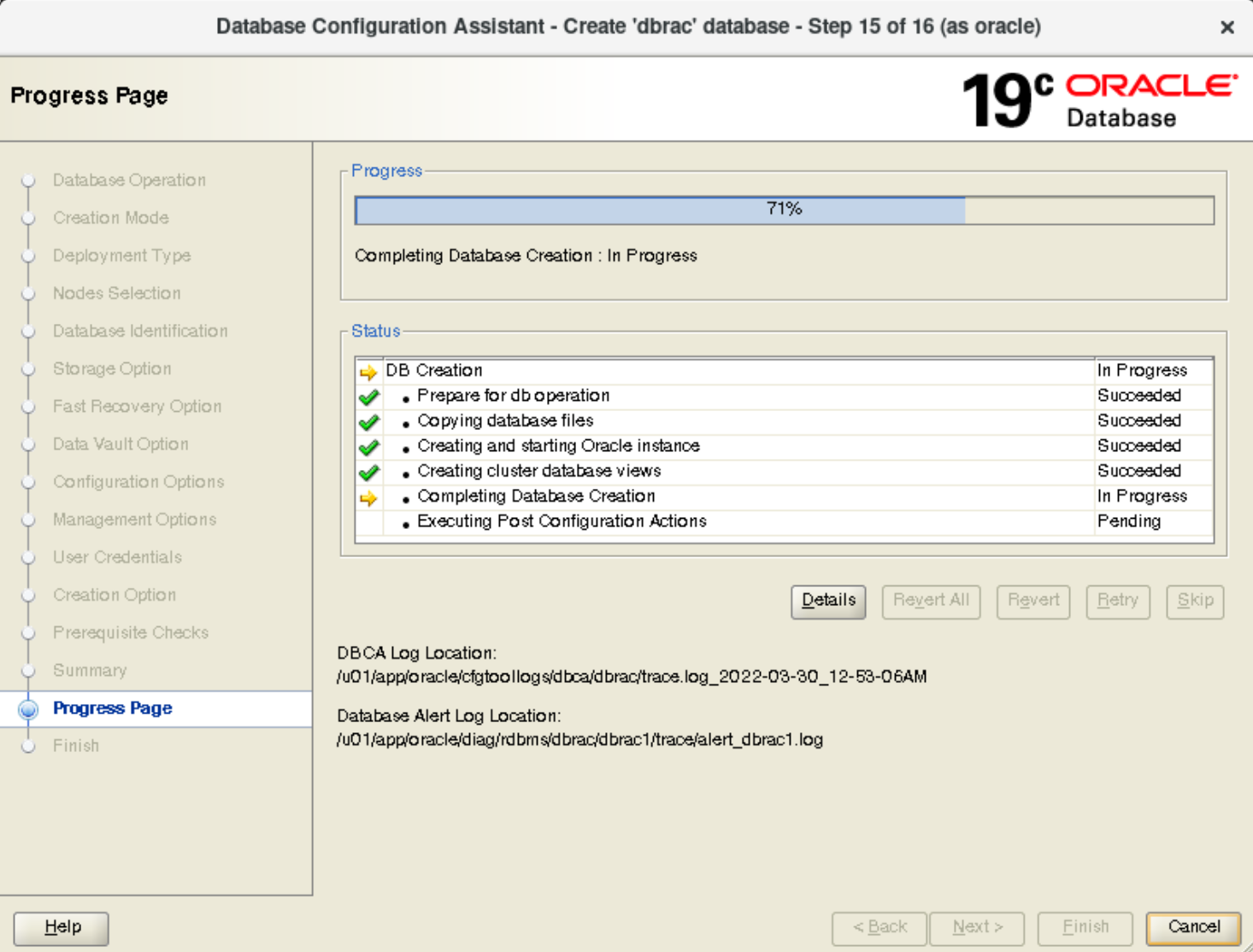 Installazione Oracle RAC 19c - Creazione RAC: creazione database