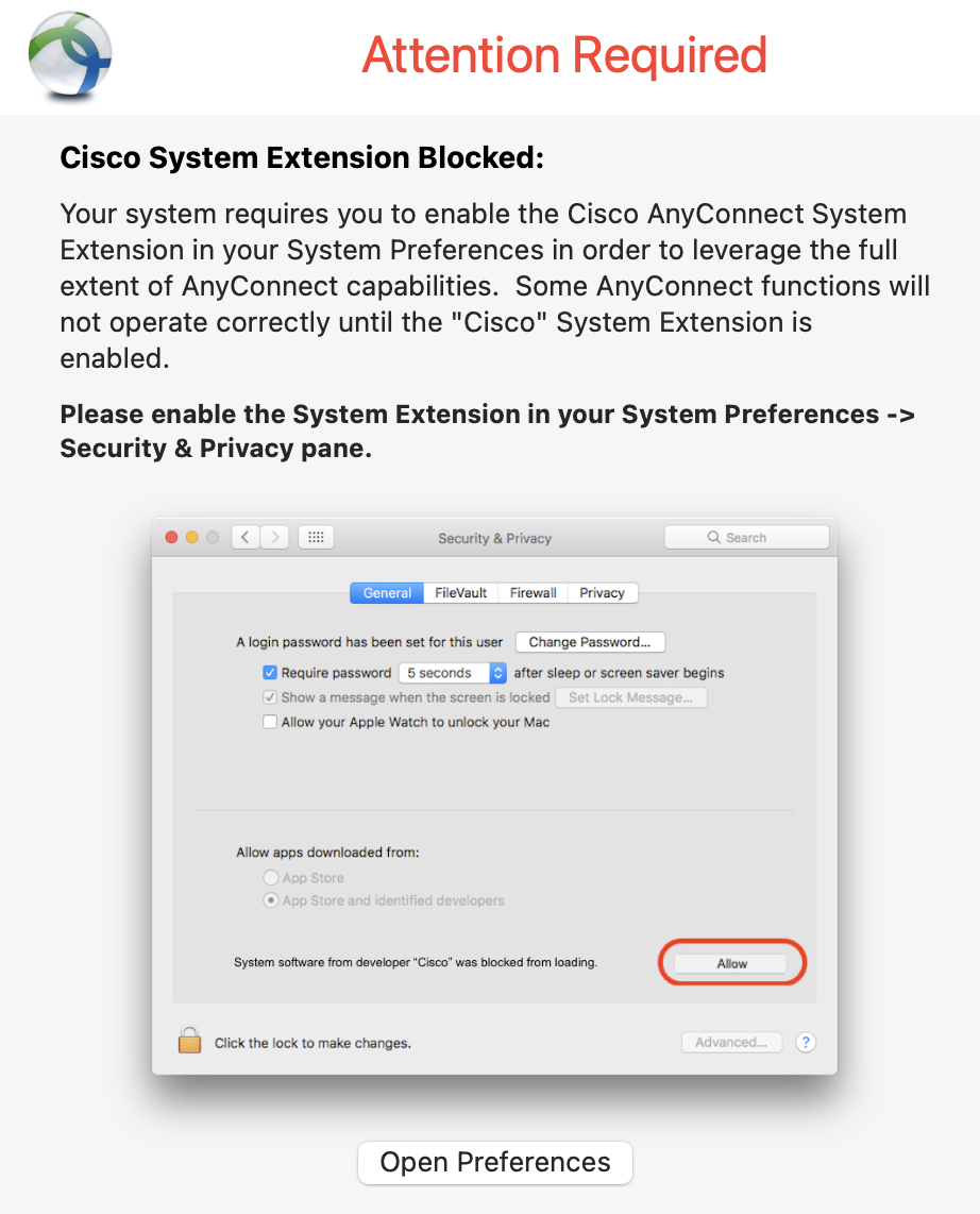 Cisco AnyConnect System Extension on Big Sur