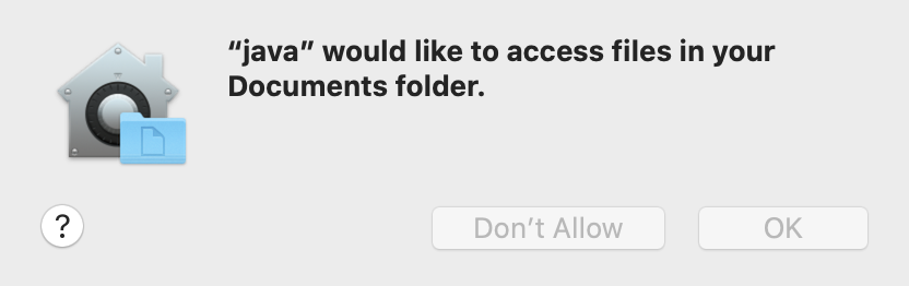 Document folder message problems with Catalina