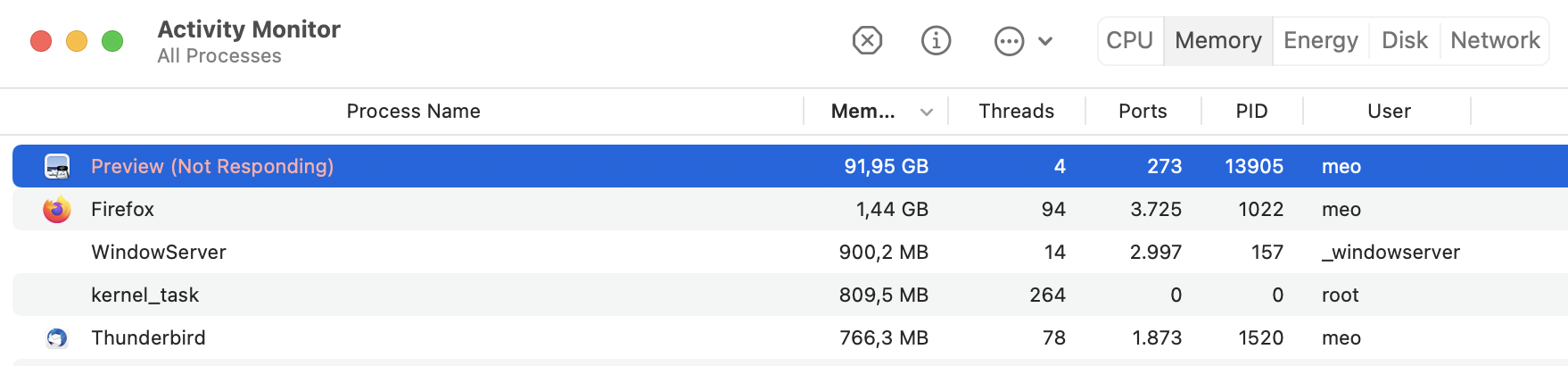 Monterey memory leak