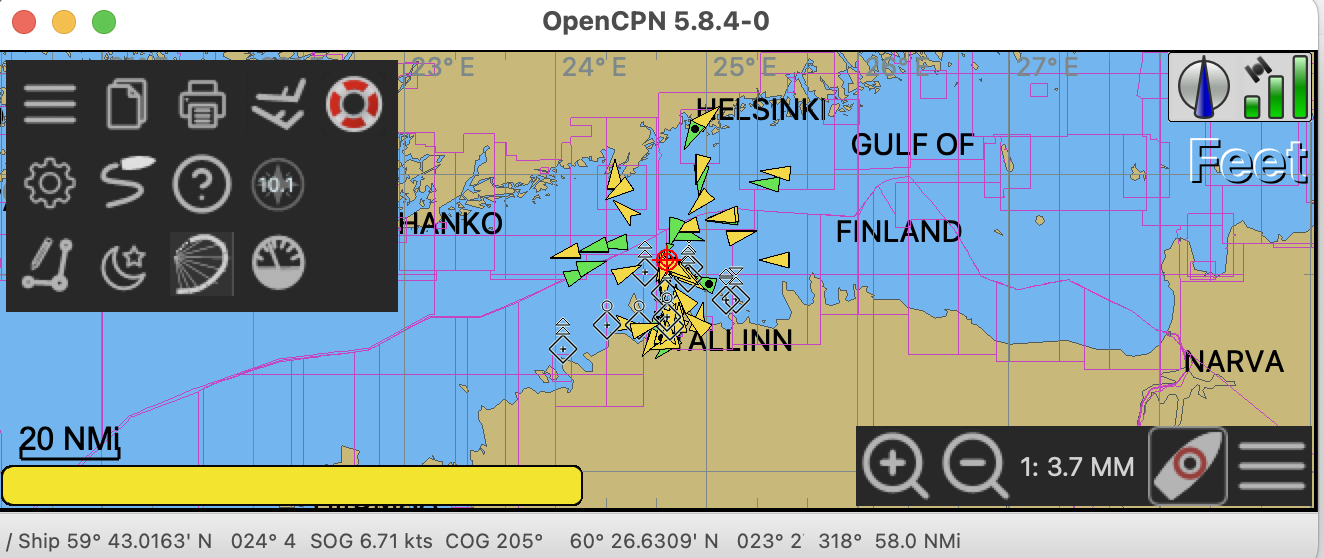 OpenCPN with Signal K sample data